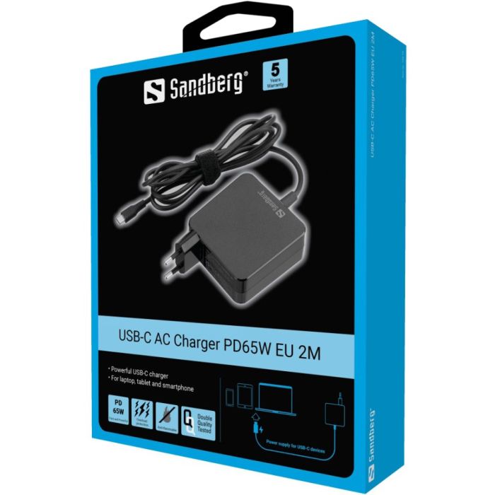Sandberg USB-C polnilnik PD65W EU 2M - slika 3