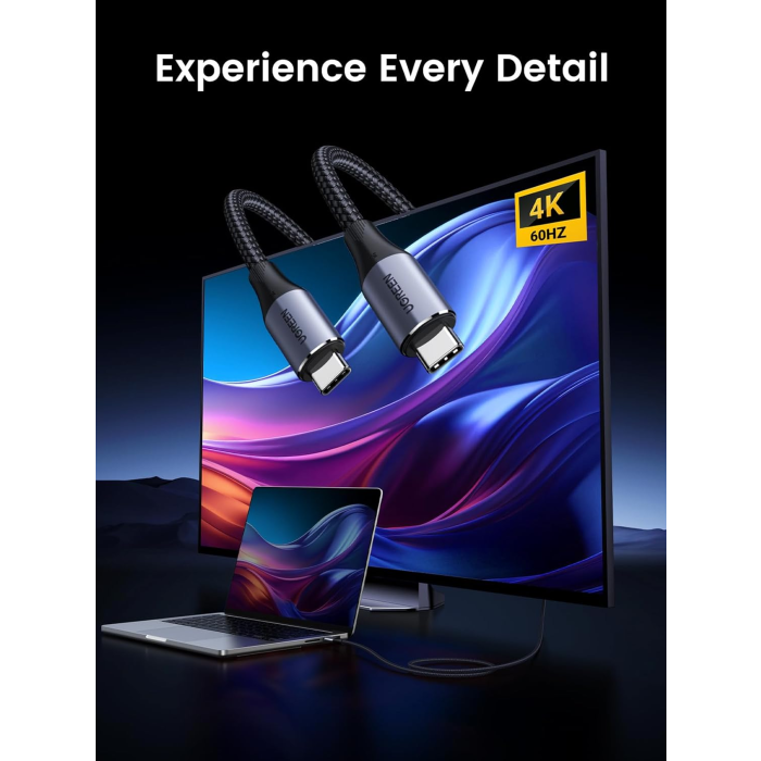 UGREEN USB-C 3.1 Gen2 10Gbps kabel 240W 1m (črn) - slika 4