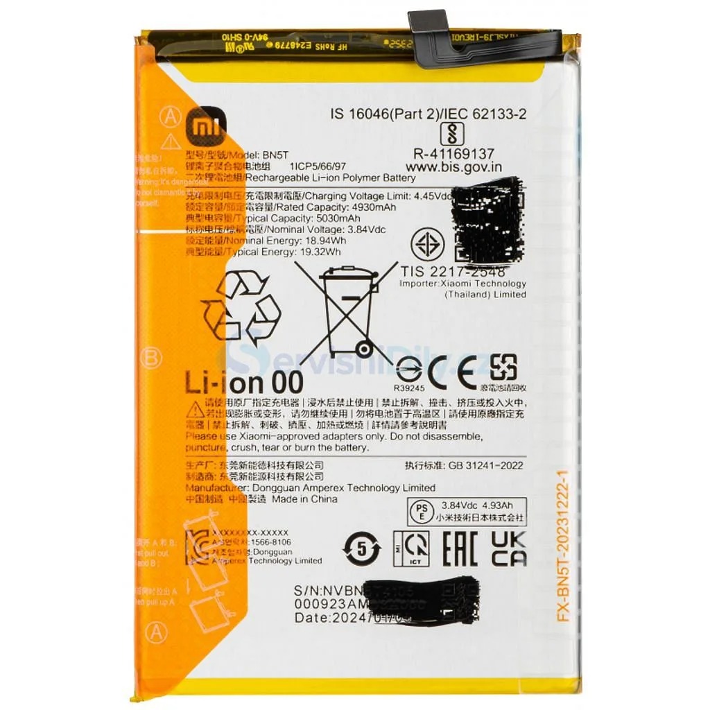 Baterija za Xiaomi Redmi 13 / Poco M6 4G, BN5T, originalna, 5030 mAh - slika 3