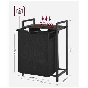 VASAGLE košara za perilo, rustikalno rjavo-črna, BLH101B01