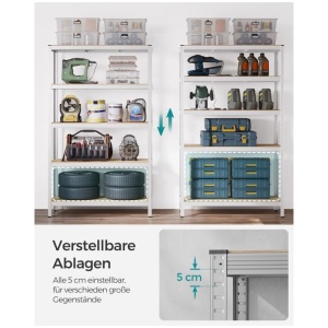 SONGMICS Regal 60 x 120 x 200 cm rjavo-srebrno,GLR060E01