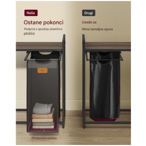 VASAGLE košara za perilo črna 4/1 150L