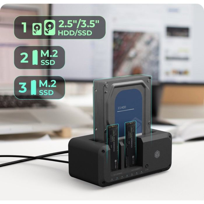 IcyBox IB-2924MSCL-C31 priklopna in klonirna postaja za M.2 NVMe SSD & 2,5/3,5 SATA SSD/HDD - slika 4