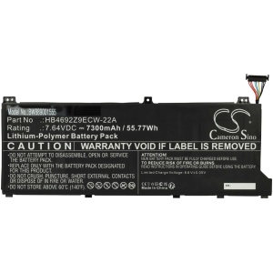 <b>Opis:</b><br><ul><li>Nadomestna baterija je izdelana po zasnovi in tehnologiji nemškega proizvajalca VHBW, kar zagotavlja odlično kvaliteto<br></li><li>Najsodobnejša tehnologija omogoča veliko ciklov polnjenja in praznjenja<br></li><li>Li-Polymer celice so prijazne okolju, obenem pa zagotavljajo delovanje brez spominskega učinka<br></li><li>Termično stikalo ščiti baterijske celice pred pregrevanjem, prenapolnitvijo in kratkim stikom<br></li><li>Visoka kapaciteta baterije, podaljšan čas delovanja pri mirovanju naprave, zelo počasno samopraznjenje<br></li><li>100% kompatibilnost z originalno baterijo</li><li>Baterijo polnimo z originalnim ali nadomestnim polnilcem</li><li>Certifikati CE in ROHS</li></ul><br><br><p><b>Originalne oznake:</b></p><ul><li>HB4692Z9ECW-22A</li></ul><br><br><p><b>Primerno za:</b></p><p>Huawei:</p><ul><li>MateBook D 15 Ryzen 5 5500U<br></li></ul><br><p>Honor:</p><ul><li>MagicBook 14 (2020)</li></ul><br><b>Lastnosti:</b><ul><li>Proizvajalec: VHBW</li><li>Vrsta: Li-Polymer</li><li>Napetost: 7,64 V</li><li>Kapaciteta: 7.300 mAh (55,77 Wh)</li></ul><br>