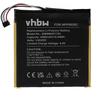 <b>Opis:</b><br><ul><li>Nadomestna baterija je izdelana po zasnovi in tehnologiji nemškega proizvajalca VHBW, kar zagotavlja odlično kvaliteto<br></li><li>Najsodobnejša tehnologija omogoča veliko ciklov polnjenja in praznjenja<br></li><li>Li-Polymer celice so prijazne okolju, obenem pa zagotavljajo delovanje brez spominskega učinka<br></li><li>Termično stikalo ščiti baterijske celice pred pregrevanjem, prenapolnitvijo in kratkim stikom<br></li><li>Visoka kapaciteta baterije, podaljšan čas delovanja pri mirovanju naprave, zelo počasno samopraznjenje<br></li><li>100% kompatibilnost z originalno baterijo</li><li>Baterijo polnimo z originalnim ali nadomestnim polnilcem</li><li>Certifikati CE in ROHS</li></ul><br><br><p><b>Originalne oznake:</b></p><ul><li>APP00262</li><li>1ICP8/59/66</li></ul><br><b>Primerno za:</b><br><ul></ul><br>Caterpillar:<br><ul><li>CAT S61</li></ul><br><b>Lastnosti:</b><ul><li>Proizvajalec: VHBW</li><li>Vrsta: Li-Polymer</li><li>Napetost: 3,85 V</li><li>Kapaciteta: 4.400 mAh (16,94 Wh)</li></ul><br>