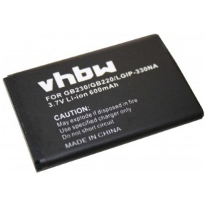 <b>Opis:</b><br><ul><li>Nadomestna baterija je izdelana po zasnovi in tehnologiji nemškega proizvajalca VHBW, kar zagotavlja odlično kvaliteto<br></li><li>Najsodobnejša tehnologija omogoča veliko ciklov polnjenja in praznjenja<br></li><li>Li-Ion celice so prijazne okolju, obenem pa zagotavljajo delovanje brez spominskega učinka<br></li><li>Termično stikalo ščiti baterijske celice pred pregrevanjem, prenapolnitvijo in kratkim stikom<br></li><li>Visoka kapaciteta baterije, podaljšan čas delovanja pri mirovanju naprave, zelo počasno samopraznjenje<br></li><li>100% kompatibilnost z originalno baterijo</li><li>Baterijo polnimo z originalnim ali nadomestnim polnilcem</li><li>Certifikati CE in ROHS</li></ul><br><br><p><b>Originalne oznake:</b><br></p><ul><li>LGIP-330NA<br></li></ul><br><p><b>Primerno za:</b></p>LG:<br><ul><li>GB230, 330NA, GB220<br></li></ul><br><b>Lastnosti:</b><ul><li>Proizvajalec: VHBW</li><li>Vrsta: Li-Ion</li><li>Napetost: 3,7 V</li><li>Kapaciteta: 600 mAh (2,22 Wh)</li></ul><br>