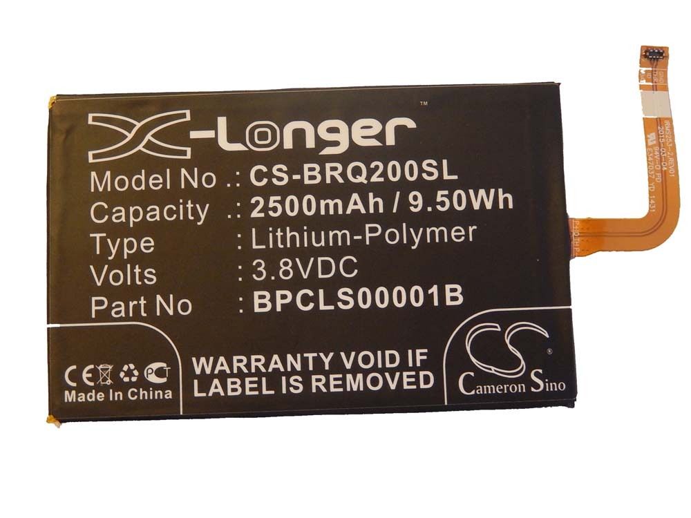 Opis:Nadomestna baterija je izdelana po zasnovi in tehnologiji nemškega proizvajalca VHBW, kar zagotavlja odlično kvalitetoNajsodobnejša tehnologija omogoča veliko ciklov polnjenja in praznjenjaLi-Polymer celice so prijazne okolju, obenem pa zagotavljajo delovanje brez spominskega učinkaTermično stikalo ščiti baterijske celice pred pregrevanjem, prenapolnitvijo in kratkim stikomVisoka kapaciteta baterije, podaljšan čas delovanja pri mirovanju naprave, zelo počasno samopraznjenje100% kompatibilnost z originalno baterijoBaterijo polnimo z originalnim ali nadomestnim polnilcemCertifikati CE in ROHSOriginalne oznake:1ICP4/59/93BPCLS00001BPrimerno za:Blackberry:Classic, Classic 4G, Kopi, Q20, SQC100-1, SQC100-3, SQC100-4, SQC100-5Lastnosti:Proizvajalec: VHBWVrsta: Li-PolymerNapetost: 3,8 VKapaciteta: 2.500 mAh