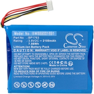 <br><b>Opis:</b><br><ul><li>Nadomestna baterija je izdelana po zasnovi in tehnologiji nemškega proizvajalca VHBW, kar zagotavlja odlično kvaliteto<br></li><li>Najsodobnejša tehnologija omogoča veliko ciklov polnjenja in praznjenja<br></li><li>Li-Ion celice so prijazne okolju, obenem pa zagotavljajo delovanje brez spominskega učinka<br></li><li>Termično stikalo ščiti baterijske celice pred pregrevanjem, prenapolnitvijo in kratkim stikom<br></li><li>Visoka kapaciteta baterije, podaljšan čas delovanja pri mirovanju naprave, zelo počasno samopraznjenje<br></li><li>100% kompatibilnost z originalno baterijo</li><li>Baterijo polnimo z originalnim ali nadomestnim polnilcem</li><li>Certifikati CE in ROHS</li></ul><br><br><p><b>Originalne oznake:</b></p><ul><li>BP1763</li></ul><br><br><p><b>Primerno za:</b></p><p>VTech:</p><ul><li>HD Smart Wifi Video Monitor RM5254, HD Smart Wifi Video Monitor RM5754, HD Smart Wifi Video Monitor RM5754HD</li></ul><br><br><b>Lastnosti:</b><ul><li>Proizvajalec: VHBW</li><li>Vrsta: Li-Ion</li><li>Napetost: 3,8 V</li><li>Kapaciteta: 2.100 mAh (7,98 Wh)</li></ul><br>