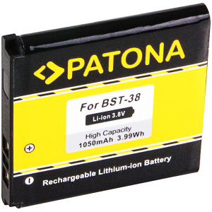 <br><b>Opis:</b><br><ul><li>Nadomestna baterija je izdelana po zasnovi in tehnologiji nemškega proizvajalca Patona, kar zagotavlja odlično kvaliteto<br></li><li>Najsodobnejša tehnologija omogoča veliko ciklov polnjenja in praznjenja<br></li><li>Li-Ion celice so prijazne okolju, obenem pa zagotavljajo delovanje brez spominskega učinka<br></li><li>Termično stikalo ščiti baterijske celice pred pregrevanjem, prenapolnitvijo in kratkim stikom<br></li><li>Visoka kapaciteta baterije, podaljšan čas delovanja pri mirovanju naprave, zelo počasno samopraznjenje<br></li><li>100% kompatibilnost z originalno baterijo</li><li>Baterijo polnimo z originalnim ali nadomestnim polnilcem</li><li>Certifikati CE in ROHS</li></ul><br><br><p><b>Originalne oznake:</b><br></p><ul><li>BST-38<br></li></ul><br><p><b>Primerno za:</b></p>Sony Ericsson:<ul><li>C510, C902, C905, Jalou, K770i, K850, R300, S312, S500i, T303, T650i, W580i, W760i, W902, W980, W995, Z770i, Xperia e10, Xperia X10 mini pro<br></li></ul><br><b>Lastnosti:</b><ul><li>Proizvajalec: Patona</li><li>Vrsta: Li-Ion</li><li>Napetost: 3,8 V</li><li>Kapaciteta: 1.050 mAh (3,99 Wh)</li></ul><br>