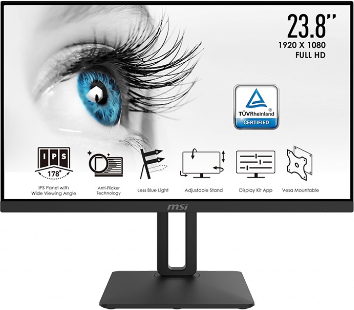 60,96 cm (24″), 1920 x 1080, 5 ms, HDMI, VGA, s: 1000:1 / d: 100000000:1, 250 cd/m2, 178°/178°