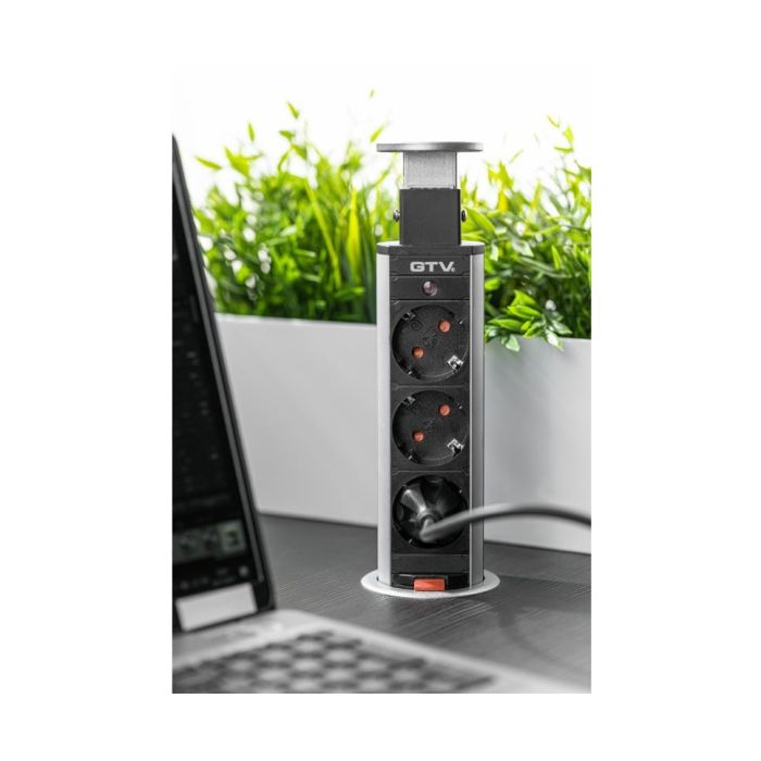 GTV Potopna vtičnica 3x220V Ø60mm, siva - slika 2