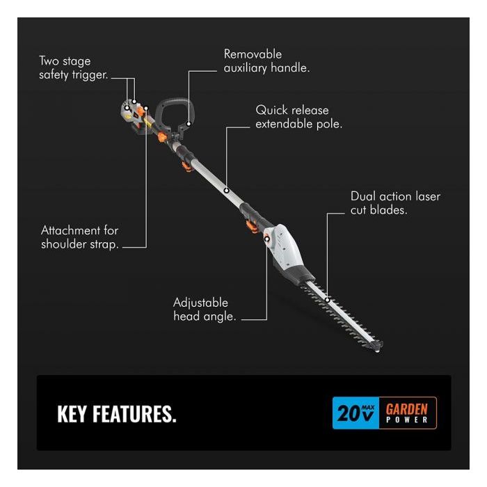 VonHaus akumulatorske teleskopske škarje za grmičevje G-Series - slika 3