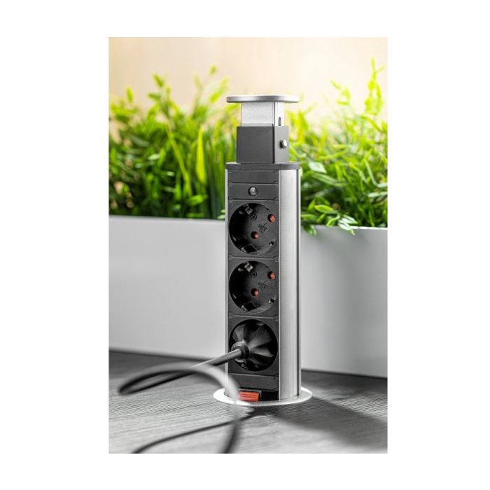 GTV Potopna vtičnica 3x220V Ø60mm, siva | E-specialisti.si