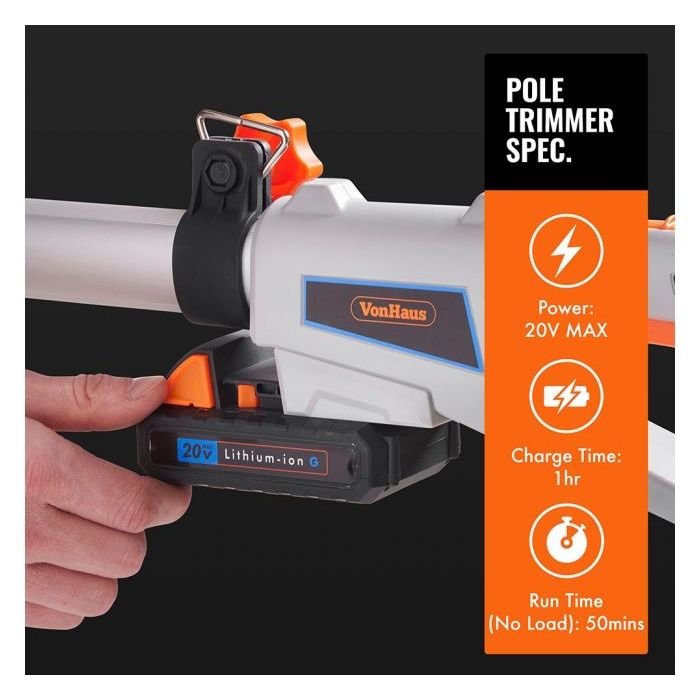 VonHaus akumulatorske teleskopske škarje za grmičevje G-Series - slika 4