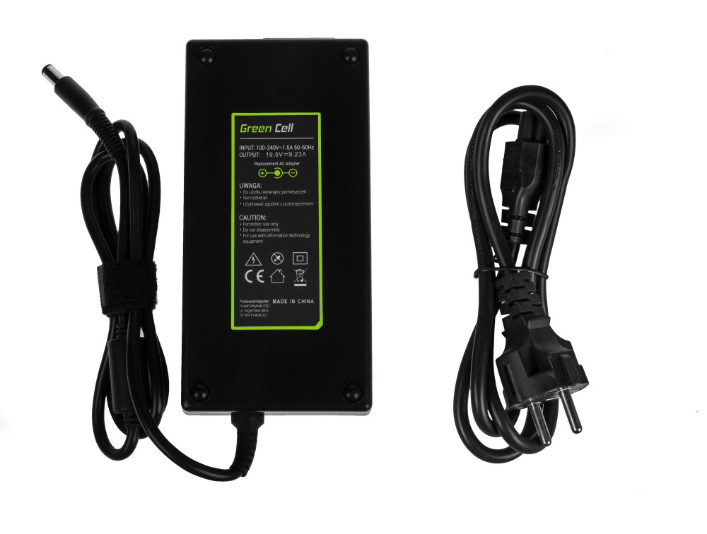 Opis:Kakovosten polnilec za prenosnike Dell z zaščito pred prepolnjenjem, nadtokovno zaščito, temperaturno zaščito in certifikatom RoHS.Vsebina kompleta:1 x napajalnik za prenosnik1 x napajalni kabel (EU)Originalne oznake:ADP-180MBADP-180MB DDA180PM1DA180PM111FA180PM111JVF3VWW4XYDW5G30DW5G3A-0180ADU00-401JVF3VA-0180ADU00-201ADP-180MB B0JVF3V74X5JPrimerno za:Dell Alienware:M14x, M15x, M17x, M17x R3Dell Precision:15 (7510) Mobile Workstation, M4800 Mobile WorkStation, M4700 Mobile WorkStation, M4600, M6300, M6400Dell XPS:L702XLastnosti:Proizvajalec: Green CellMoč: 180 WBarva: črnaVhodna napetost: 100-240 VIzhodna napetost: 19,5 VTok: 9,23 APriključek: 7,4 mm (zun. premer), 5,0 mm (notr. premer), 13 mm (dolžina)