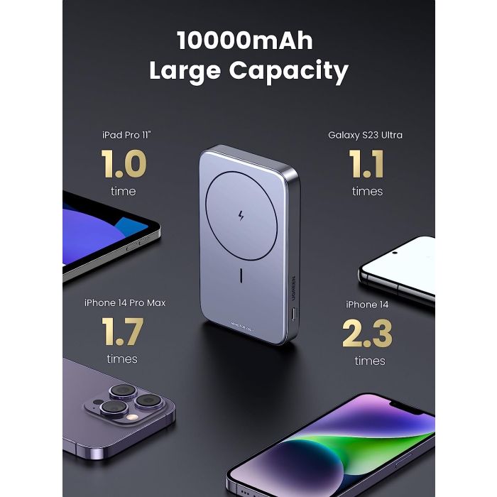 Ugreen magnetna baterija z zložljivim stojalom 10.000mAh PD 20w