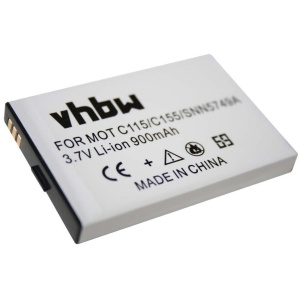 <b>Opis:</b><br><ul><li>Nadomestna baterija je izdelana po zasnovi in tehnologiji nemškega proizvajalca VHBW, kar zagotavlja odlično kvaliteto<br></li><li>Najsodobnejša tehnologija omogoča veliko ciklov polnjenja in praznjenja<br></li><li>Li-Ion celice so prijazne okolju, obenem pa zagotavljajo delovanje brez spominskega učinka<br></li><li>Termično stikalo ščiti baterijske celice pred pregrevanjem, prenapolnitvijo in kratkim stikom<br></li><li>Visoka kapaciteta baterije, podaljšan čas delovanja pri mirovanju naprave, zelo počasno samopraznjenje<br></li><li>100% kompatibilnost z originalno baterijo</li><li>Baterijo polnimo z originalnim ali nadomestnim polnilcem</li><li>Certifikati CE in ROHS</li></ul><br><br><p><b>Originalne oznake:</b></p><ul><li>SNN5749A<br></li></ul><br><br><p><b>Primerno za:</b></p><p>Motorola:</p><ul><li>C115, C116, C117, C118, C121, C139, C140, C155, C156, V171</li></ul><br><p>TCM Tchibo:</p><br><br><br><ul ><li >Klapphandy 2, Klapphandy 202, Kompakt Handy 103, Kompakt Handy<span> </span>104</li></ul><br><b>Lastnosti:</b><ul><li>Proizvajalec: VHBW</li><li>Vrsta: Li-Ion</li><li>Napetost: 3,7 V</li><li>Kapaciteta: 900 mAh (3,33 Wh)</li></ul><br>