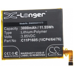 <b>Opis:</b><br><ul><li>Nadomestna baterija je izdelana po zasnovi in tehnologiji nemškega proizvajalca VHBW, kar zagotavlja odlično kvaliteto<br></li><li>Najsodobnejša tehnologija omogoča veliko ciklov polnjenja in praznjenja<br></li><li>Li-Polymer celice so prijazne okolju, obenem pa zagotavljajo delovanje brez spominskega učinka<br></li><li>Termično stikalo ščiti baterijske celice pred pregrevanjem, prenapolnitvijo in kratkim stikom<br></li><li>Visoka kapaciteta baterije, podaljšan čas delovanja pri mirovanju naprave, zelo počasno samopraznjenje<br></li><li>100% kompatibilnost z originalno baterijo</li><li>Baterijo polnimo z originalnim ali nadomestnim polnilcem</li><li>Certifikati CE in ROHS</li></ul><br><br><p><b>Originalne oznake:</b></p><ul><li>C11P1605 (1ICP4/64/76)<br></li></ul><br><b>Primerno za:</b><br><ul></ul><br>Asus:<br><ul><li>ZS550ML, ZenFone 3 Deluxe</li></ul><br><b>Lastnosti:</b><ul><li>Proizvajalec: VHBW</li><li>Vrsta: Li-Polymer</li><li>Napetost: 3,85 V</li><li>Kapaciteta: 3.000 mAh (11,55 Wh)</li></ul><br>