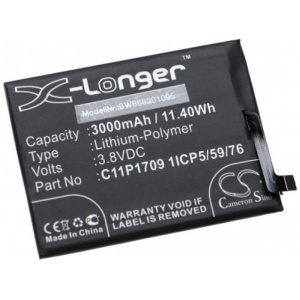 <b>Opis:</b><br><ul><li>Nadomestna baterija je izdelana po zasnovi in tehnologiji nemškega proizvajalca VHBW, kar zagotavlja odlično kvaliteto<br></li><li>Najsodobnejša tehnologija omogoča veliko ciklov polnjenja in praznjenja<br></li><li>Li-Polymer celice so prijazne okolju, obenem pa zagotavljajo delovanje brez spominskega učinka<br></li><li>Termično stikalo ščiti baterijske celice pred pregrevanjem, prenapolnitvijo in kratkim stikom<br></li><li>Visoka kapaciteta baterije, podaljšan čas delovanja pri mirovanju naprave, zelo počasno samopraznjenje<br></li><li>100% kompatibilnost z originalno baterijo</li><li>Baterijo polnimo z originalnim ali nadomestnim polnilcem</li><li>Certifikati CE in ROHS</li></ul><br><br><p><b>Originalne oznake:</b></p><ul><li>C11P1709</li><li>1ICP5/59/76</li></ul><br><b>Primerno za:</b><br><ul></ul><br>Asus:<br><ul><li>ZenFone Live L1, ZenFone Live L1 Dual SIM, ZenFone Live L1 Dual SIM LTE, ZenFone Live L2, X00RD, ZA550KL<br></li></ul><br><b>Lastnosti:</b><ul><li>Proizvajalec: VHBW</li><li>Vrsta: Li-Polymer</li><li>Napetost: 3,8 V</li><li>Kapaciteta: 3.000 mAh (11,4 Wh)</li></ul><br>