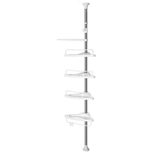 SONGMICS Kotno stojalo s policami za kopalnice belo srebrne barve  95-300 cm, BCB02SW | E-specialisti.si