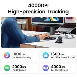 Ugreen brezžična ergonomska vertikalna miška z Bluetooth in Wi-Fi povezavo