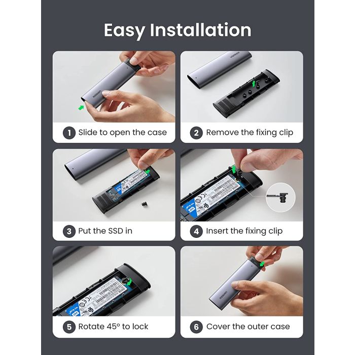 Ugreen M.2 SATA SSD USB 3.1 Gen2 zunanje aluminijasto ohišje - slika 3