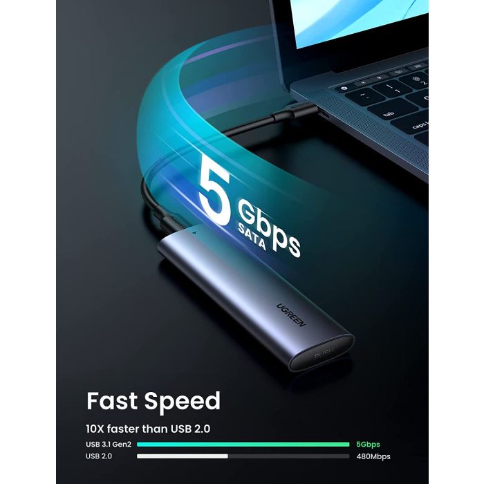 Ugreen M.2 SATA SSD USB 3.1 Gen2 zunanje aluminijasto ohišje - slika 4