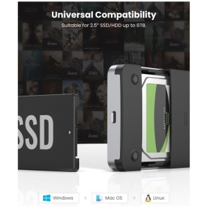 Ugreen 2.5 SATA ohišje za disk srebrn - box