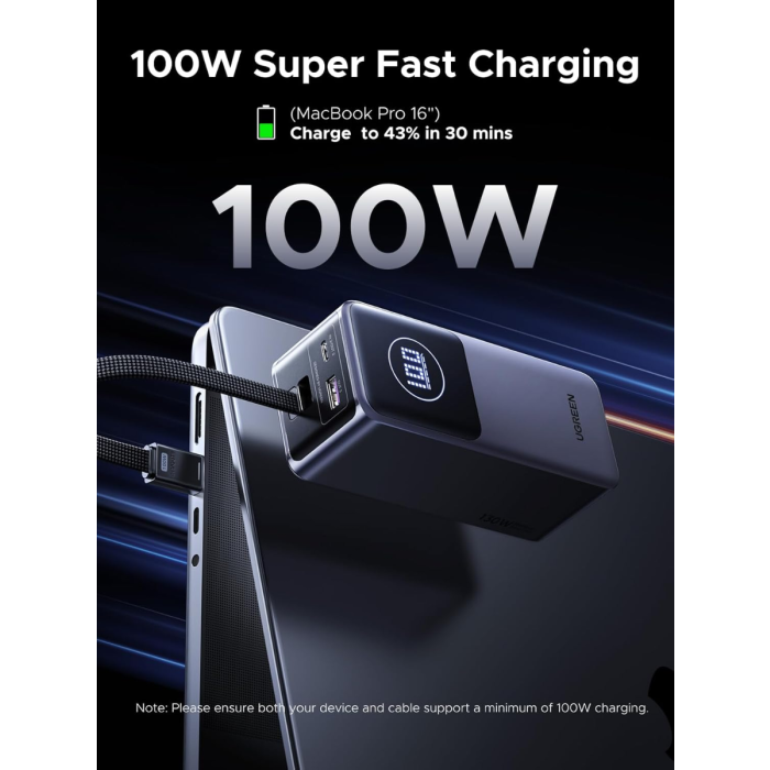 Ugreen prenosna polnilna baterija 12.000mAh, 100W - slika 3