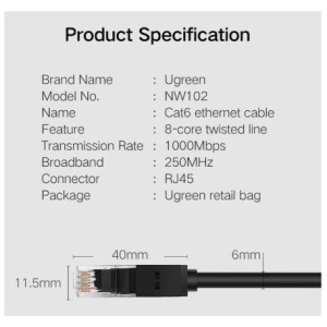 Ugreen Cat6 UTP LAN kabel 50m - box