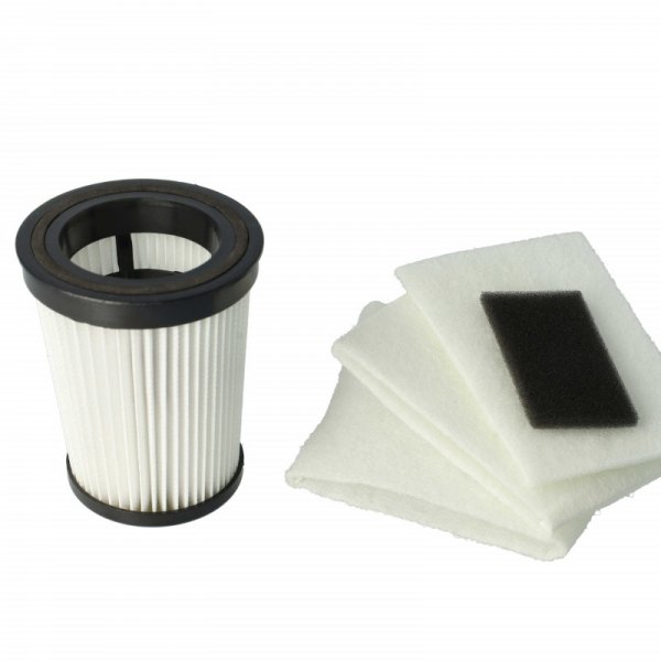 Komplet nadomestnih filtrov za robotske sesalnike Dirt Devil.Vsebina kompleta:1 x lamelni filter (višina 9,6 cm, premer zgoraj 6,0 cm, premer spodaj 7,6 cm, premer odprtine 4,8 cm)1 x predmotorni filter (6,5 cm x 4,0 cm x 0,4 cm)2 x zamotorni filterOriginalne oznake:2828001Primerno za:Dirt Devil: M2827, M2827-1, M2827-2, M2827-3, M2827-4, M2827-5, M2827-6, M2827-7, M2827-8, M2827-9, M2828, M2828-1, M2828-2, M2828-3, M2828-4, M2829, M2829-1, M2829-2, M2829-3Lastnosti:Proizvajalec: VHBWBarva: bela/črna