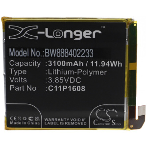 <b>Opis:</b><br><ul><li>Nadomestna baterija je izdelana po zasnovi in tehnologiji nemškega proizvajalca VHBW, kar zagotavlja odlično kvaliteto<br></li><li>Najsodobnejša tehnologija omogoča veliko ciklov polnjenja in praznjenja<br></li><li>Li-Polymer celice so prijazne okolju, obenem pa zagotavljajo delovanje brez spominskega učinka<br></li><li>Termično stikalo ščiti baterijske celice pred pregrevanjem, prenapolnitvijo in kratkim stikom<br></li><li>Visoka kapaciteta baterije, podaljšan čas delovanja pri mirovanju naprave, zelo počasno samopraznjenje<br></li><li>100% kompatibilnost z originalno baterijo</li><li>Baterijo polnimo z originalnim ali nadomestnim polnilcem</li><li>Certifikati CE in ROHS</li></ul><br><br><p><b>Originalne oznake:</b></p><ul><li>C11P1608<br></li></ul><br><b>Primerno za:</b><br><ul></ul><br>Asus:<br><ul><li><li>ZenFone AR, ZenFone AR A002A, ZenFone AR ZS571KL, ZenFone AR V570KL</li></li></ul><br><b>Lastnosti:</b><ul><li>Proizvajalec: VHBW</li><li>Vrsta: Li-Polymer</li><li>Napetost: 3,85 V</li><li>Kapaciteta: 3.100 mAh (11,94 Wh)</li></ul><br>