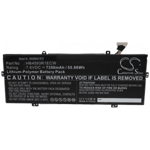 <b>Opis:</b><br><ul><li>Nadomestna baterija je izdelana po zasnovi in tehnologiji nemškega proizvajalca VHBW, kar zagotavlja odlično kvaliteto<br></li><li>Najsodobnejša tehnologija omogoča veliko ciklov polnjenja in praznjenja<br></li><li>Li-Polymer celice so prijazne okolju, obenem pa zagotavljajo delovanje brez spominskega učinka<br></li><li>Termično stikalo ščiti baterijske celice pred pregrevanjem, prenapolnitvijo in kratkim stikom<br></li><li>Visoka kapaciteta baterije, podaljšan čas delovanja pri mirovanju naprave, zelo počasno samopraznjenje<br></li><li>100% kompatibilnost z originalno baterijo</li><li>Baterijo polnimo z originalnim ali nadomestnim polnilcem</li><li>Certifikati CE in ROHS</li></ul><br><br><p><b>Originalne oznake:</b></p><ul><li>HB4593R1ECW<br></li></ul><br><br><p><b>Primerno za:</b></p><p>Huawei:</p><ul><li>MateBook 14, MateBook 14 KLV-W29, MateBook X Pro i7, MateBook X Pro i5, MateBook X Pro, MateBook X Pro 8GB, MateBook X Pro 256GB, MateBook X Pro i5-8250U, MateBook X Pro i5-8250U 8GB, MateBook X Pro i5-8250U 256GB, MateBook X Pro i7-8550U 8GB, MateBook X Pro i7-8550U 512GB, MateBook X Pro i7-8550U 16GB, MagicBook 2019, MagicBook i5-8250U, MagicBook i5-2500U, MagicBook i5-8250U, MagicBook i5-8250U 8GB, MagicBook i5-8250U 256GB, MagicBook i7-8550U, MagicBook i7-8550U 8GB, MagicBook i7-8550U 256GB, Honor Magicbook, MX150, KLV-W29<br></li></ul><br><b>Lastnosti:</b><ul><li>Proizvajalec: VHBW</li><li>Vrsta: Li-Polymer</li><li>Napetost: 7,6 V</li><li>Kapaciteta: 7.350 mAh (55,86 Wh)</li></ul><br>