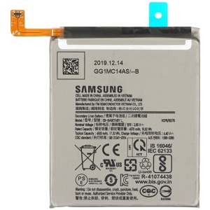 <b>Opis:</b><br><ul><li><b>Originalna baterija proizvajalca Samsung</b><br></li><li>Najsodobnejša tehnologija omogoča veliko ciklov polnjenja in praznjenja<br></li><li>Li-Polymer celice so prijazne okolju, obenem pa zagotavljajo delovanje brez spominskega učinka<br></li><li>Termično stikalo ščiti baterijske celice pred pregrevanjem, prenapolnitvijo in kratkim stikom<br></li><li>Visoka kapaciteta baterije, podaljšan čas delovanja pri mirovanju naprave, zelo počasno samopraznjenje</li><li>Baterijo polnimo z originalnim ali nadomestnim polnilcem</li><li>Certifikati CE in ROHS</li></ul><br><br><p><b>Originalne oznake:</b></p><ul><li>EB-BA907ABY</li><li>GH82-21673A</li></ul><br><br><p><b>Primerno za:</b></p><p>Samsung:</p><ul><li>Galaxy S10 Lite, SM-G770, SM-G770F, SM-G770F/DS, SM-G770F/DSM, SM-G770U1</li></ul><br><b>Lastnosti:</b><ul><li>Proizvajalec: Samsung</li><li>Vrsta: Li-Polymer</li><li>Napetost: 3,85 V</li><li>Kapaciteta: 4.400 mAh (16,94 Wh)</li></ul><br>