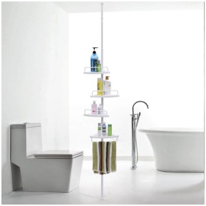 SONGMICS Kotno teleskopsko stojalo s policami za kopalnice bele barve 85-305 cm, BCB001A | E-specialisti.si