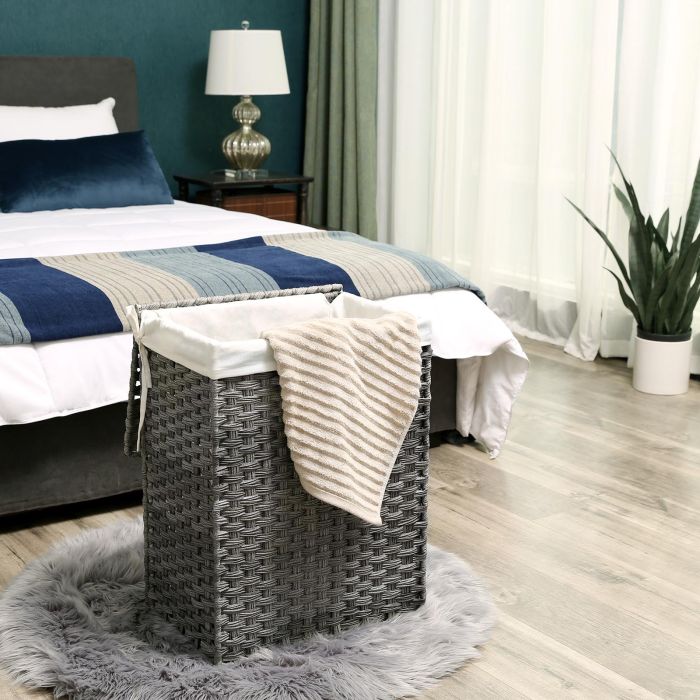 SONGMICS Košara za perilo Ratan 90L siva, LCB51WG - slika 4