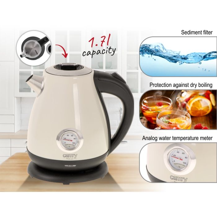 Camry Električni grelnik vode creme s termometrom 1,7L 2200W CR1344CR - slika 4