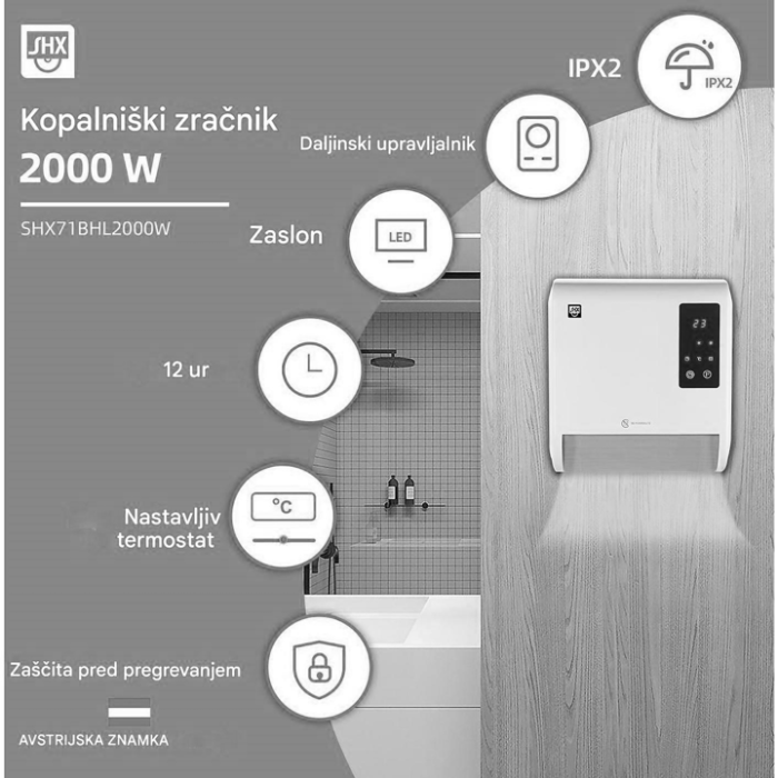 SHE kopalniški ventilatorski grelnik 2000 W - slika 4
