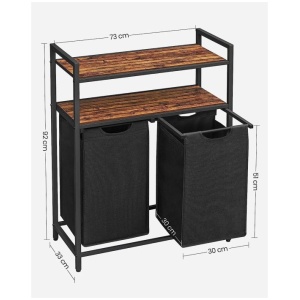 VASAGLE košara za perilo s 2 predelki, črna, BLH211B01 | E-specialisti.si