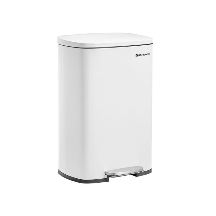 SONGMICS kovinski pedalni koš za odpadke, 50 l, z notranjim vedrom, mehkim zapiranjem, bele barve | E-specialisti.si