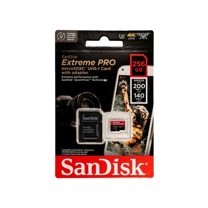 SanDisk Extreme PRO microSDXC 256GB + SD Adapter do 200MB/s/140MB/s A2 C10 V30 UHS-I U3 - slika 3