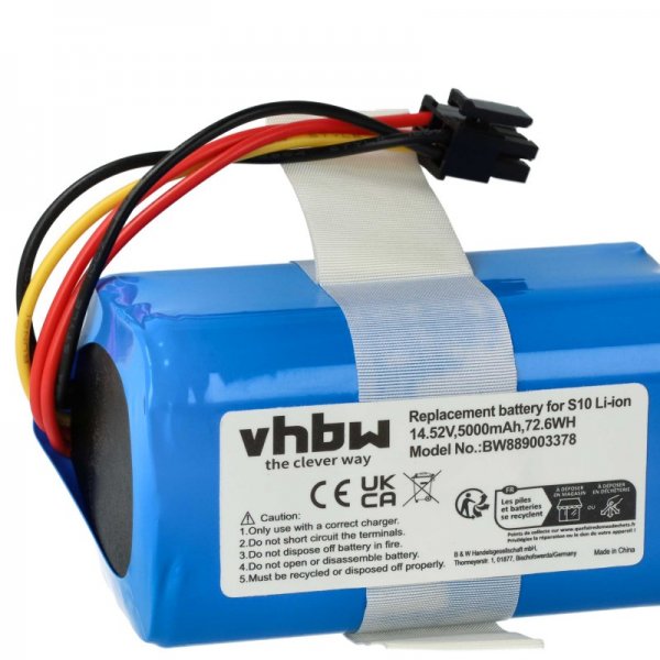 Opis:Baterija za sesalnike 360Nadomestna baterija je izdelana po zasnovi in tehnologiji nemškega proizvajalca VHBW, kar zagotavlja odlično kvalitetoNajsodobnejša tehnologija omogoča veliko ciklov polnjenja in praznjenjaLi-Ion celice so prijazne okolju, obenem pa zagotavljajo delovanje brez spominskega učinkaTermično stikalo ščiti baterijske celice pred pregrevanjem, prenapolnitvijo in kratkim stikomVisoka kapaciteta baterije, podaljšan čas delovanja pri mirovanju naprave, zelo počasno samopraznjenje100% kompatibilnost z originalno baterijoBaterijo polnimo z originalnim ali nadomestnim polnilcemCertifikati CE in ROHSOriginalne oznake:INR21700M50T-4S1PPrimerno za:360:S10, X100, X100 Max, QH100003Lastnosti:Proizvajalec: VHBWVrsta: Li-IonNapetost: 14,52 VKapaciteta: 5.000 mAh (72,6 Wh)