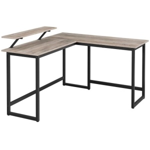 VASAGLE L-oblika računalniška miza v barvi greige/črna