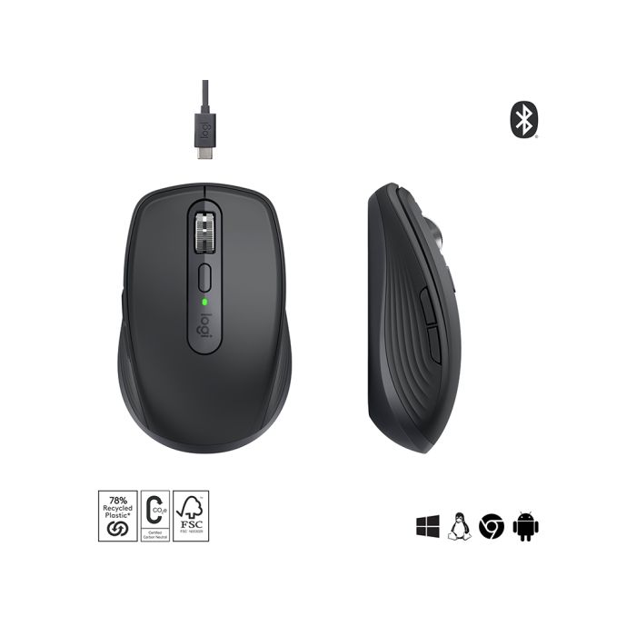 Logitech miška MX Anywhere 3S Bluetooth, DarkField laser - slika 3