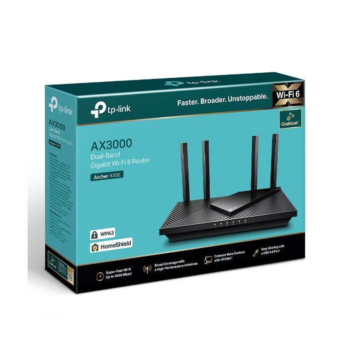 TP-LINK usmerjevalnik Archer AX55 AX3000 Dual Band Gigabit usmerjevalnik Wi-Fi 6 - slika 3