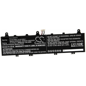 <b>Opis:</b><br><ul><li>Nadomestna baterija je izdelana po zasnovi in tehnologiji nemškega proizvajalca VHBW, kar zagotavlja odlično kvaliteto<br></li><li>Najsodobnejša tehnologija omogoča veliko ciklov polnjenja in praznjenja<br></li><li>Li-Polymer  celice so prijazne okolju, obenem pa zagotavljajo delovanje brez spominskega učinka<br></li><li>Termično stikalo ščiti baterijske celice pred pregrevanjem, prenapolnitvijo in kratkim stikom<br></li><li>Visoka kapaciteta baterije, podaljšan čas delovanja pri mirovanju naprave, zelo počasno samopraznjenje<br></li><li>100% kompatibilnost z originalno baterijo</li><li>Baterijo polnimo z originalnim ali nadomestnim polnilcem</li><li>Certifikati CE in ROHS</li></ul><br><p><b>Originalne oznake:</b></p><ul><li>0B200-03590000<br></li><li>B0B200-03620000</li><li>C41N1906</li><li>C41N1906-1</li></ul><br><br><p><b>Primerno za:</b></p><ul></ul><br>Asus:<br><ul><li>FA506IV, FA566IV, FA706IU, FX506, FX506IV, FX566IV, FX706IU, FX766IU</li><li>ROG Zephyrus Duo 15 GX550, ROG Zephyrus Duo 15 GX550LWS, ROG Zephyrus Duo 15 GX550LWS-HF085T, ROG Zephyrus Duo 15 GX550LWS-XS79, ROG Zephyrus Duo 15 GX550LXS</li><li>TUF A15 FA506QR 2021, TUF A15 FX506IU, TUF A17 FA706IU, TUF A17 FA706IU-AS76</li><li>TUF Gaming A15 FA506, TUF Gaming A15 FA506IV, TUF Gaming A15 FA506IV-916512B0T, TUF Gaming A15 FA506IV-AL011T, TUF Gaming A15 FA506IV-AL032T, TUF Gaming A15 FA506IV-AL064T, TUF Gaming A15 FA506IV-AL173T, TUF Gaming A15 FA506IV-AL991T, TUF Gaming A15 FA506IV-HN185TS, TUF Gaming A15 FA506IV-HN203, TUF Gaming A15 FA506IV-HN223T, TUF Gaming A15 FA506IV-HN256, TUF Gaming A15 FA506IV-HN337TUF, TUF Gaming A15 FA506IV-R9R2060, TUF Gaming A15 Fortress Gray, TUF Gaming A17 FA706IU, TUF Gaming A17 FA706IU-H7015T, TUF Gaming A17 FA706IU-H7022T, TUF GAMING A17 FA706IU-H7099T, TUF Gaming A17 FA706IU-H7101T, TUF Gaming A17 FA706IU-H7153, TUF Gaming F15 FX506, TUF Gaming F15 FX506LU</li><li>TUF506IV, TUF566IV, TUF706IU, TUF766IU<br></li></ul><br><b>Lastnosti:</b><ul><li>Proizvajalec: VHBW</li><li>Vrsta: Li-Polymer</li><li>Napetost: 15,4 V</li><li>Kapaciteta: 5.600 mAh (86,24 Wh)</li></ul><br>