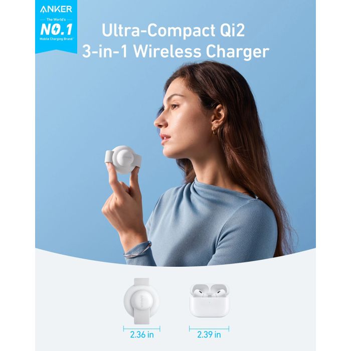 Anker MagGo brezžična zložljiva polnilna podloga 3v1, bela - slika 4