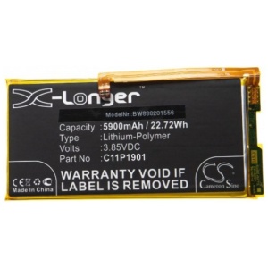 <b>Opis:</b><br><ul><li>Nadomestna baterija je izdelana po zasnovi in tehnologiji nemškega proizvajalca VHBW, kar zagotavlja odlično kvaliteto<br></li><li>Najsodobnejša tehnologija omogoča veliko ciklov polnjenja in praznjenja<br></li><li>Li-Polymer celice so prijazne okolju, obenem pa zagotavljajo delovanje brez spominskega učinka<br></li><li>Termično stikalo ščiti baterijske celice pred pregrevanjem, prenapolnitvijo in kratkim stikom<br></li><li>Visoka kapaciteta baterije, podaljšan čas delovanja pri mirovanju naprave, zelo počasno samopraznjenje<br></li><li>100% kompatibilnost z originalno baterijo</li><li>Baterijo polnimo z originalnim ali nadomestnim polnilcem<br></li><li>Certifikati CE in ROHS</li></ul><br><br><p><b>Originalne oznake:</b></p><ul><li>0B200-03510300<br></li><li>C11P1901</li></ul><br><b>Primerno za:</b><br><ul></ul><br>Asus:<br><ul><li>I001D, ROG Phone 2, ROG Phone 2 Strix, ROG Phone 2 Ultimate, ROG Phone II, ROG Phone II Strix, ROG Phone II Ultimate, ZS660KL</li></ul><br><b>Lastnosti:</b><ul><li>Proizvajalec: VHBW</li><li>Vrsta: Li-Polymer</li><li>Napetost: 3,85 V</li><li>Kapaciteta: 5.900 mAh (22,72 Wh)</li></ul><br>