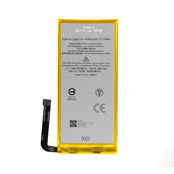 Opis:Nadomestna baterija je izdelana po zasnovi in tehnologiji nemškega proizvajalca MPS, kar zagotavlja odlično kvalitetoNajsodobnejša tehnologija omogoča veliko ciklov polnjenja in praznjenjaLi-Polymer celice so prijazne okolju, obenem pa zagotavljajo delovanje brez spominskega učinkaTermično stikalo ščiti baterijske celice pred pregrevanjem, prenapolnitvijo in kratkim stikomVisoka kapaciteta baterije, podaljšan čas delovanja pri mirovanju naprave, zelo počasno samopraznjenje100% kompatibilnost z originalno baterijoBaterijo polnimo z originalnim ali nadomestnim polnilcemCertifikati CE in ROHSOriginalne oznake:GTB1FPrimerno za:Google:Pixel 5Lastnosti:Proizvajalec: MPSVrsta: Li-PolymerNapetost: 3,85 VKapaciteta: 3.800 mAh (14,63 Wh)