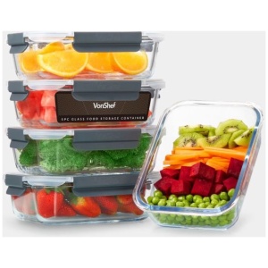 VonShef 5-delni komplet steklenih posod za shranjevanje hrane | E-specialisti.si